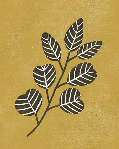 Eucalyptus branch - black & ochre art black design eucalyptus illustration minimal ochre plant