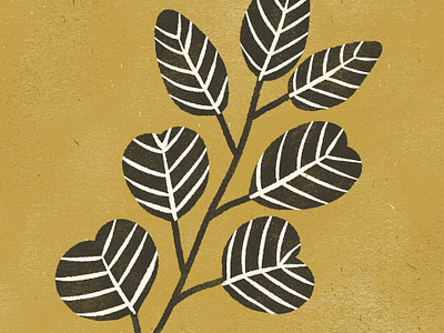 Eucalyptus branch - black & ochre