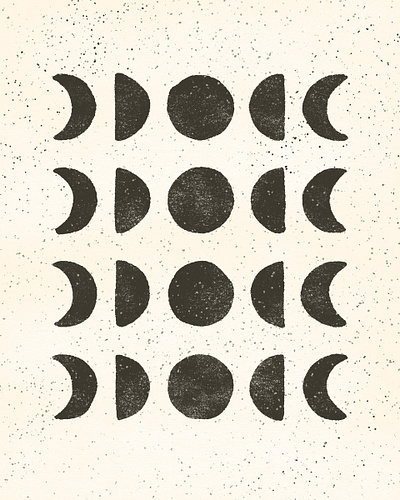 Moon phases - black on cream art black design illustration minimal minimal art moon moon phases pattern texture