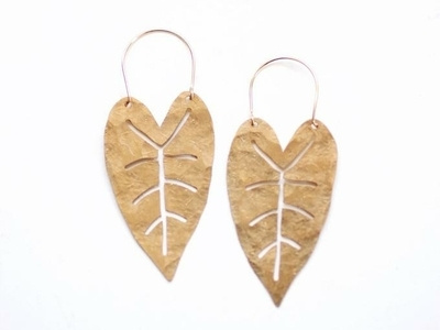 Heart Leaf Brass Earrings brass design heart illustration jewelry lasercut leaf metal plant productdesign vector