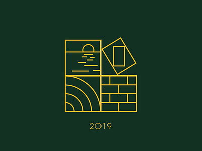 2018 in four symbols 2019 brick design door flat geometric icon illo illustration minimalism modular module rainbow sunset symbol