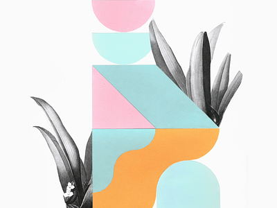 Collage florale design flat flower geometric illo illustration minimalism modular module