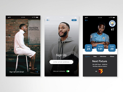 Football App Concept Design app app design branding design football football app football designs illustration raheem sterling ui ux