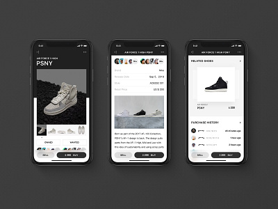 Sneaker Detailpage adidas airjordan aj app design flat icon iphone x nike shoes sneaker ui yeezy