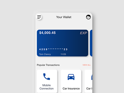 Mobile Wallet UI app clean ui design gradient illustration mobile app mobile app design mobile ui neumorphic neumorphism ui