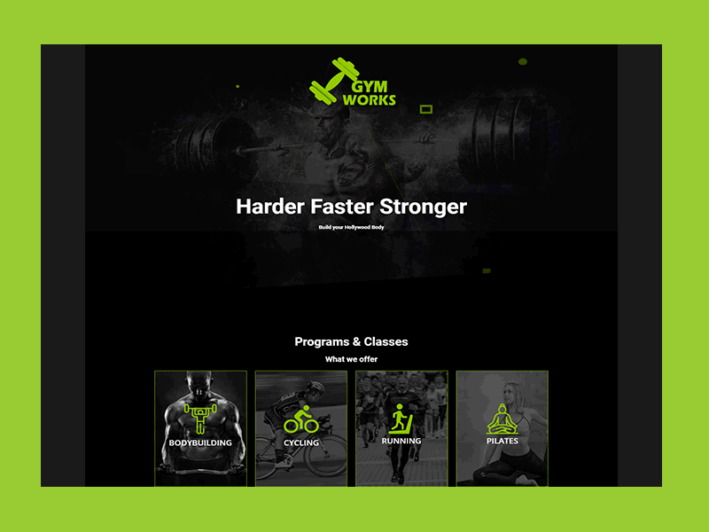 Gymworks: Fitness Studio adobe illustration design design to implementation developement fitnes fitness app logo photoshop vector web design wordpress