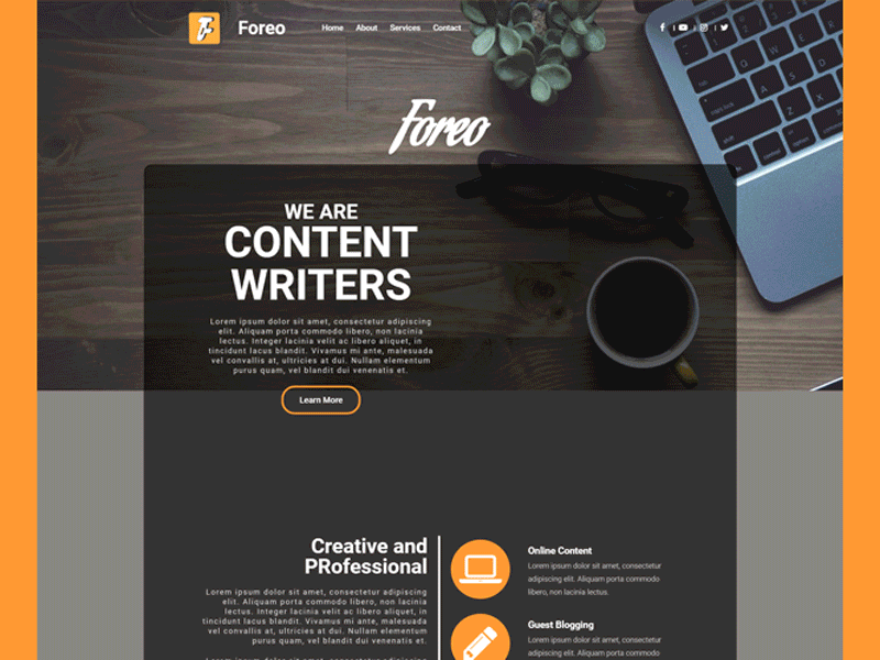 Foreo : Website for Content Writers adobe illustration bootstrap 4 design design to implementation developement jquery ui logo photoshop uiux vector web design wordpress