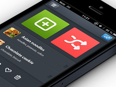 Nom - Cooking App app button clean cooking dark design food interface ios iphone mobile recipe ui ux