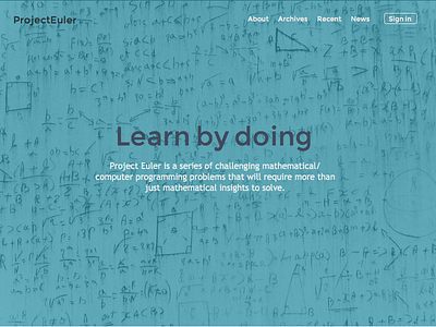 Projecteuler Redesign (WIP) e learning flat maths minimal programming projecteuler redesign webdesign