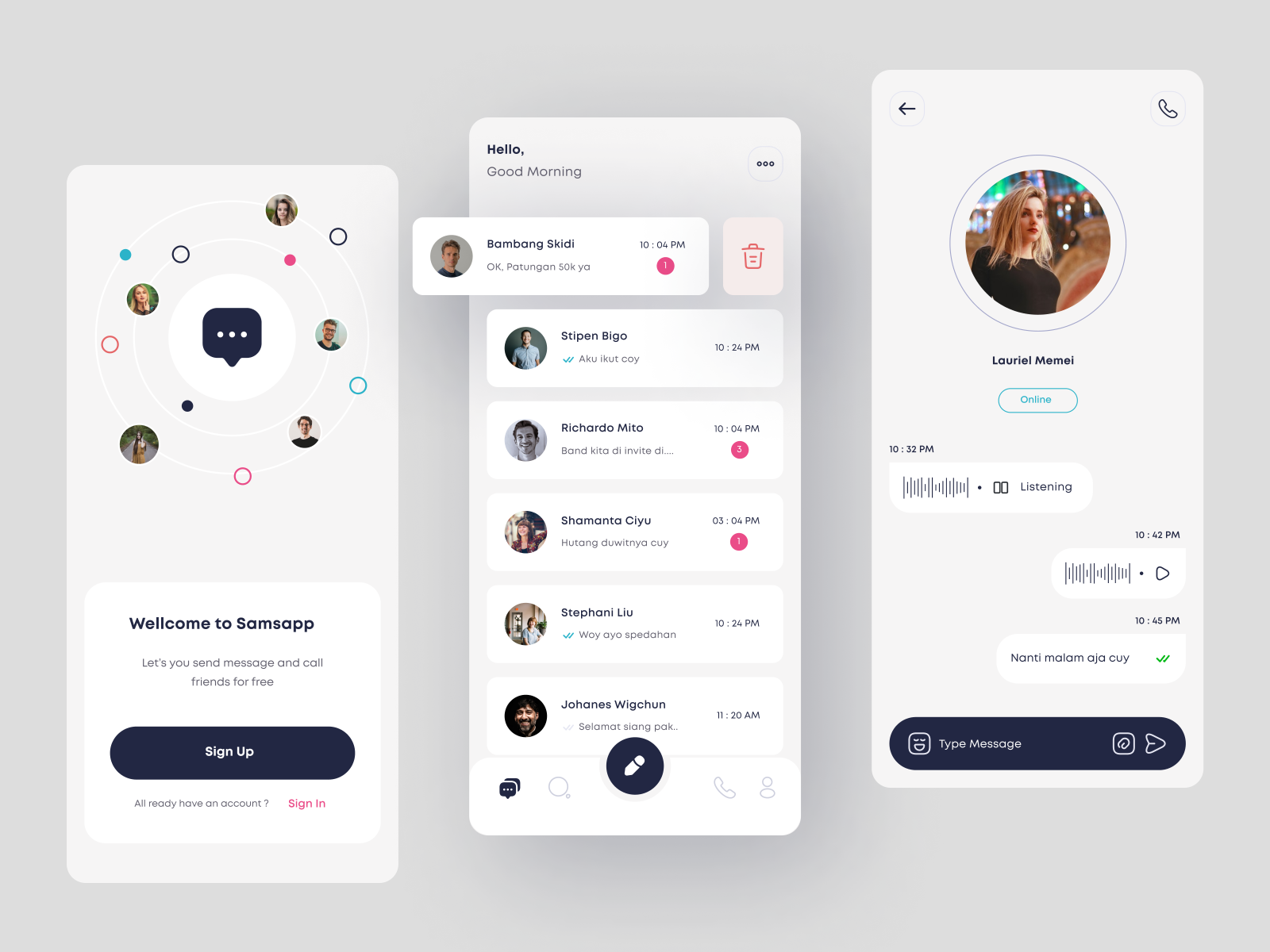 Samsapp - Messanger Mobile App by Jurdan Wahyu on Dribbble