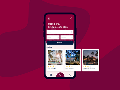 Search #022 #DailyUI app book trip find place hostel hotels house look search search bar search box search engine