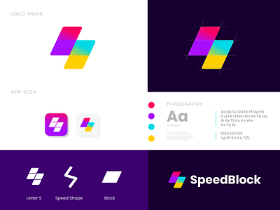 SpeedBlock Logo Identity app block brandin graphic design icon letter logo speed typography