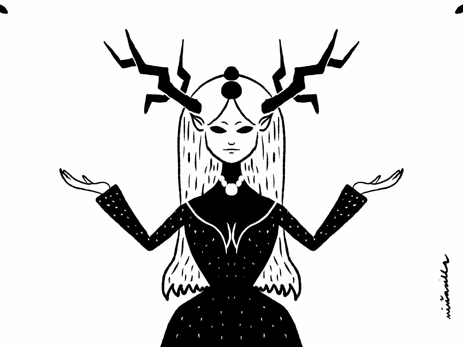 Deer black elf animation characterdesign contemporaryart illustration ink procreate