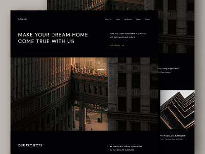 Domain - Architecture Company Landing Page architecture dark graphic design landing page ui uiux user interface website