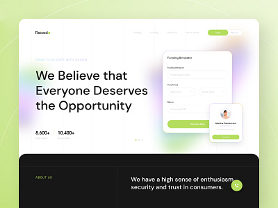 Raised - P2P Lending Landing Page finance graphic design homepage landing page lending p2p ui uiux user interface web website
