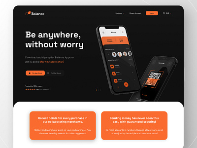 Balance - E-Money Landing Page e money emoney graphic design homepage landing page ui uiux user interface website