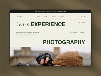 Captured - Photography Bootcamp Landing Page class course design graphic design homepage landing page photograph photography skill ui uiux user interface web web design website website design