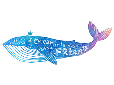 King of Ocean is my best Friend best blue doodle friend hand drawn king lettering my ocean of whale