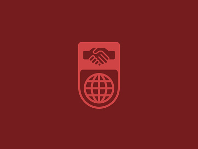 World Wide crest globe hands icon logo mark shake