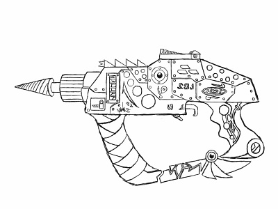 Drill laucher digital sketch drawing drilling illustration liner weapons