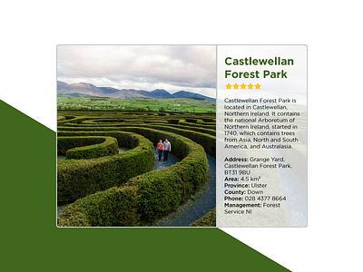 Daily UI #11 - Tourist castlewellan cathal daily day design down forest park tourist ui ulster