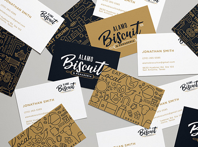 Alamo Biscuit Co Business Cards branding business card design business cards design pattern pattern design restaurant restaurant branding