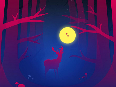 Deer in the deep woods