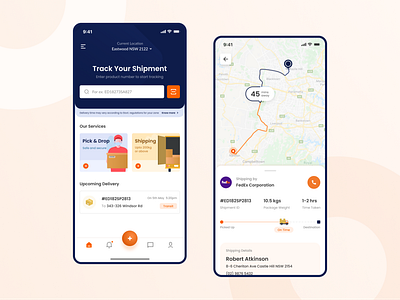 Package Delivery App app app design courier delivery app home page location logistics map package pickup scan service app shipment shipping track tracking app truck ui