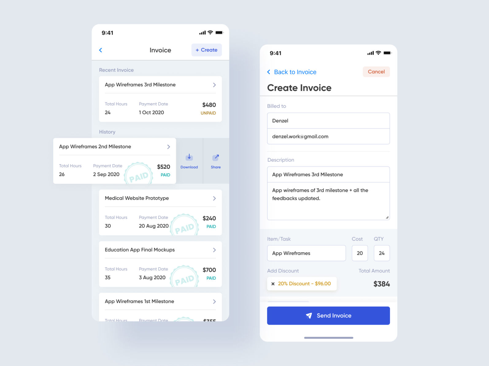 Invoicing App by Abhishek Gupta | Product & UX Design on Dribbble