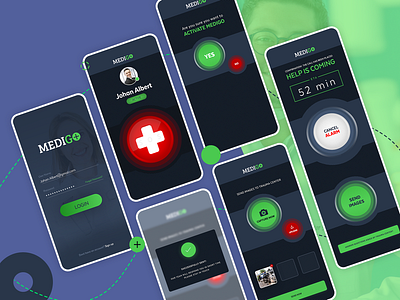 Medical App accident app app design call darkui doctor emergency healthcare help interaction medical medical app medical care ui ux