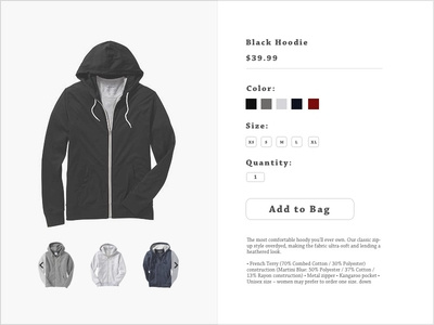 Daily Ui: Day 12 - E-Commerce Shop (Single Item)