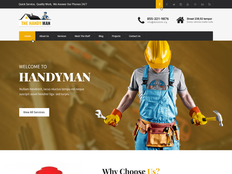SKT Handyman Website Template by SKT Themes on Dribbble