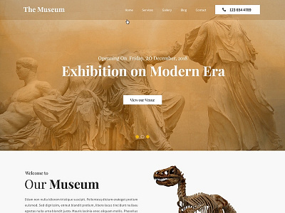 Art Gallery and Museum website Design design theme design typography website builder wordpress design wordpress development wordpress template wordpress theme