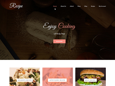 Delicious Cooking Recipe Web Template design theme design ux web website builder wordpress design wordpress development wordpress template wordpress theme