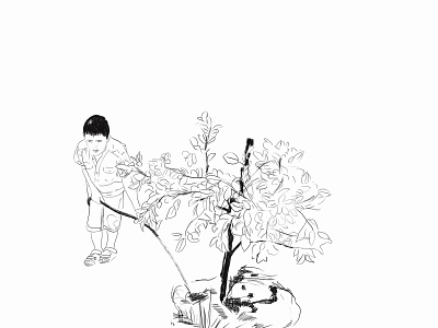 Plant a tree- water drawing illustration photoshop sketches