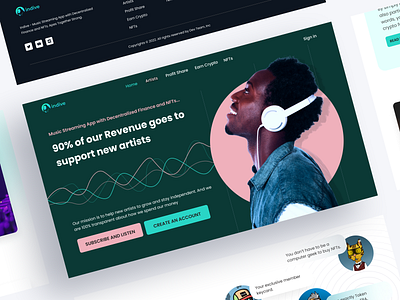 Indive music streaming app with decentralized finance and NFTs design designui ui uiux webdesign website