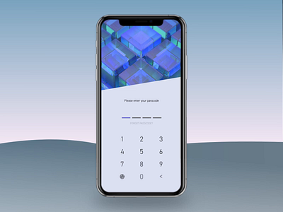Lock Screen 3d animation banking blue cubes glossy micro interaction microinteraction mobile motion passcode security ui ux