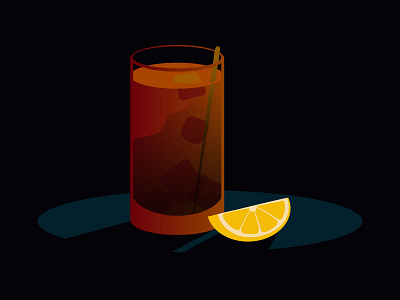Longdrink 🥃 adobe ilustrator bar black cocktail dark drink illustration lemon lighting long shadow longdrink moody night orange scene shadow yellow