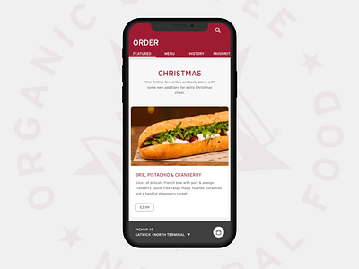 Pret a Manger App Concept ★ adobe xd app christmas concept food minimal mobile order pret red simple ui uk