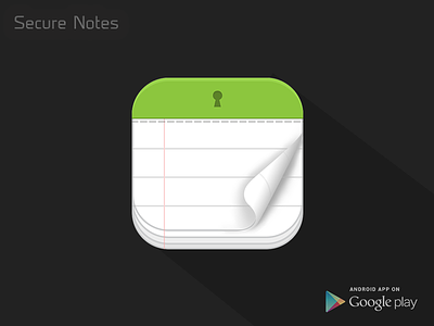 Secure Notes - Android App android app app icon icon icon design innorriors lock notepad notes secure secure notes