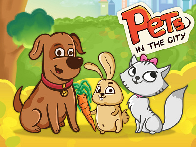 Pets in the city - Android Game android game cat cityrabbitrace dog game game design game gui game ui gamepets in jump the