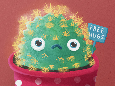 Free hugs art cactus doodle freehugs illustration lol paintings photoshop sign