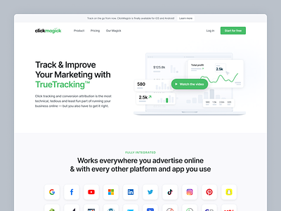 ClickMagick - Tracking Web App Landing Page