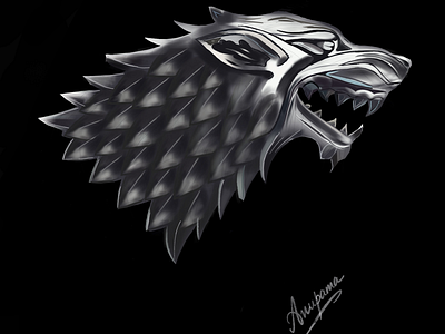 Digital Art digital painting game of thrones metal procreate starks wolf