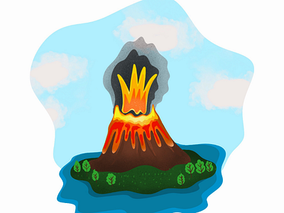 Illustration : 3 elements (fire, water, wind) artist designer digital digital art elements fire illustration illustration art ipadpro paint procreate volcano water wind