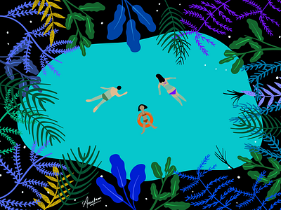 Illustration : Swimming with Nature artist design flat graphic illustration illustrator ipadpro painting procreate ui ux vector