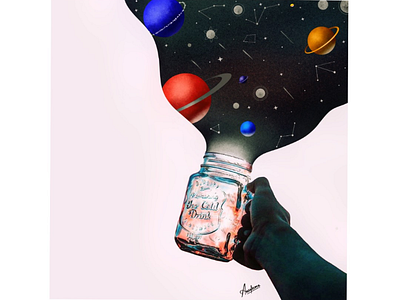 Illustration : Galaxy Jar artist designer digital painting galaxy graphics high illustration illustrator instagram ipadpro photography procreate space