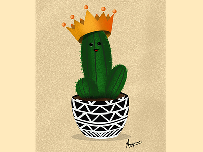 Illustration: King Cactus art artist cactus design digital graphics green illustration illustrator ipadpro painting plants procreate