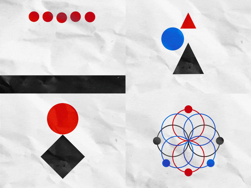 Avant-Garde Pattern after effects animation avant garde black blue circus pattern red round triangle