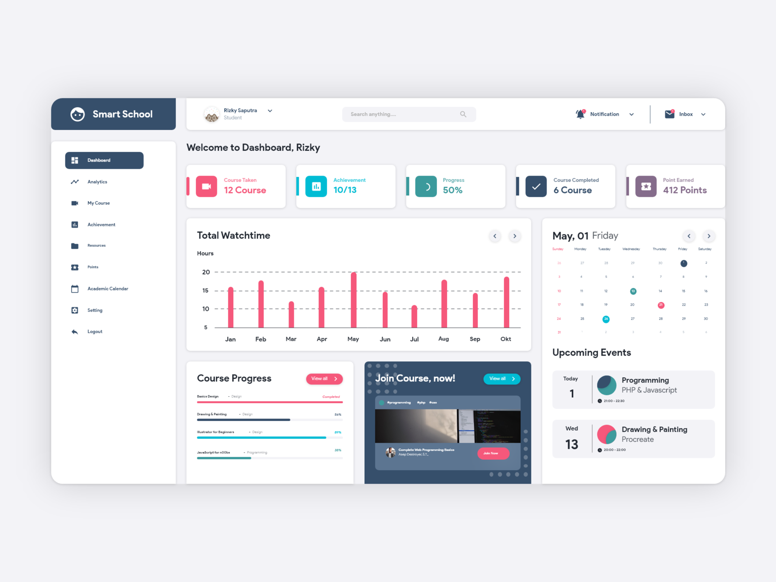 Dashboard Smart School by Rizky Saputra on Dribbble